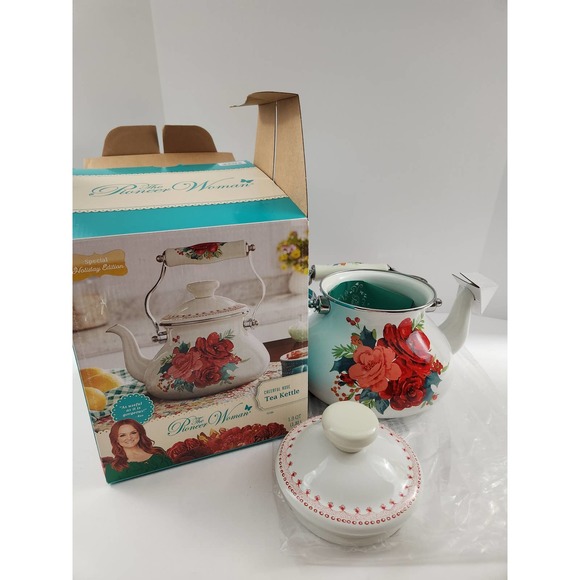Pioneer Woman - Careful Rose Tea Kettle - Picture 1 of 12